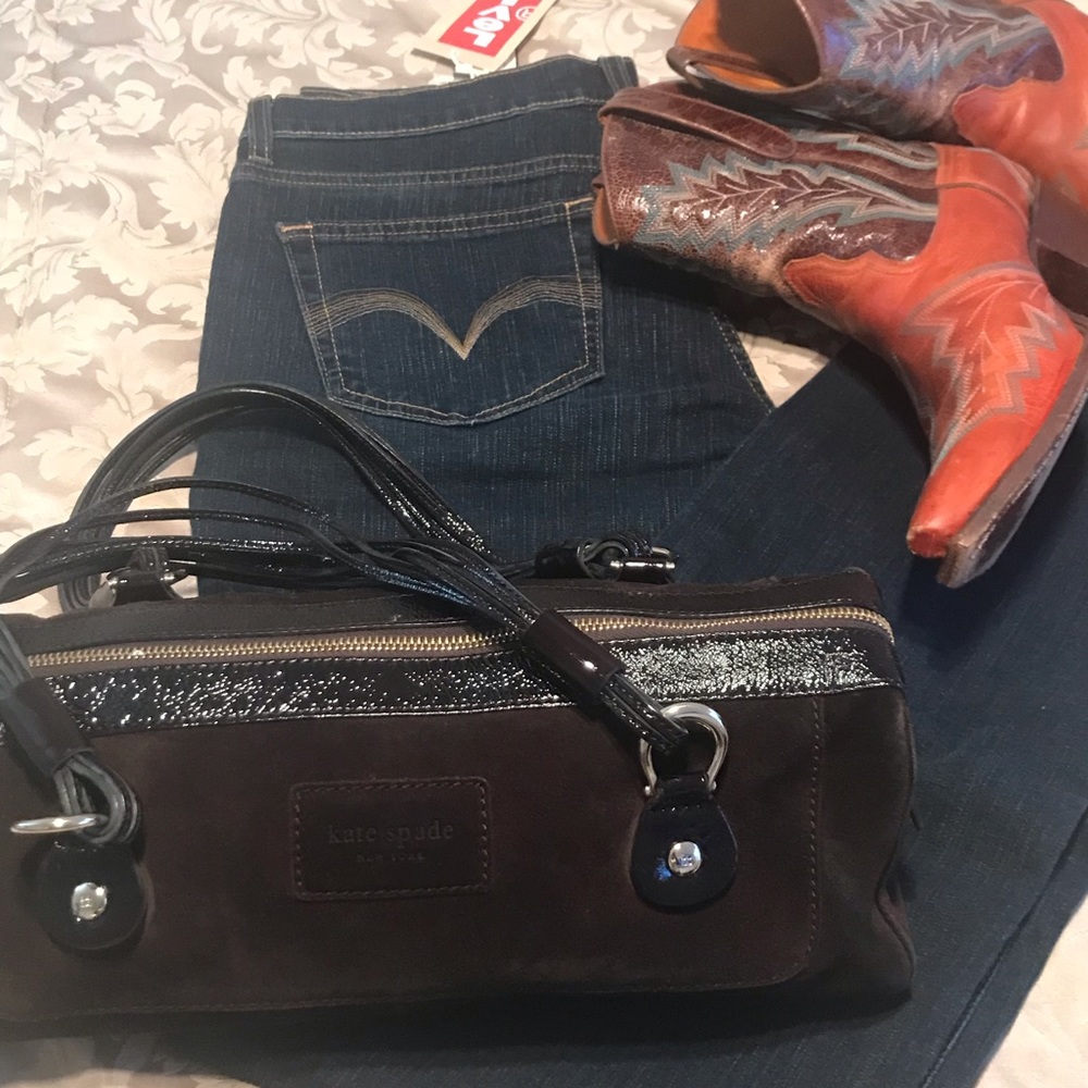 KATE SPADE CHOCOLATE SUEDE PURSE - Picture 3 of 8